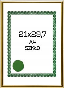 Képkeret 21x29,7 A4 oklevél arany üveg