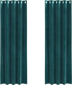 vidaXL Sötétítő függönyök 2 pcs Sötétzöld 140 x 225 cm Bársony