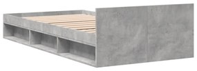betonszürke szerelt fa ágykeret fiókkal 100 x 200 cm