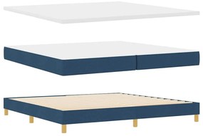 Rugós Ágy matracmal fejtámlával Kék 200 x 200 cm szövet