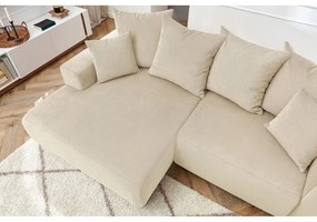 Krémszínű bársony sarokkanapé Enjoy – Bobochic Paris