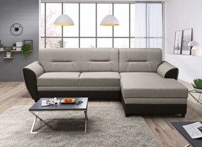 Kinyitható ülőgarnitúra, barna/szürkésbézs taupe, jobbos, SEVARD ROH