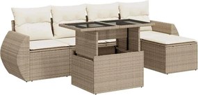 vidaXL 6 részes bézs polyrattan kerti ülőgarnitúra párnával