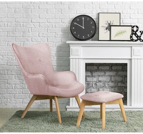 Világos rózsaszín fotel lábtartóval Niko – Ropez