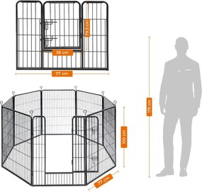 Kutya kennel, kutyaketrec 77x 100cm, kültéri kisállat kifutó, fekete