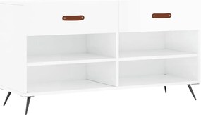 magasfényű fehér szerelt fa cipőpolc 102x35x55 cm