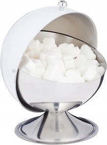 Elegáns cukortartó rozsdamentes acélból, görgős fedéllel Relaxdays