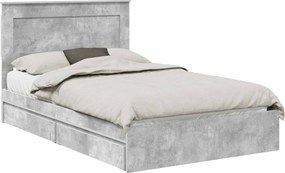 vidaXL Tárolós Ágy fejtámlával Beton Szürke 135 x 190 cm Faanyag