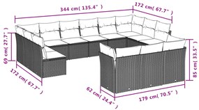 13 részes bézs polyrattan kerti ülőgarnitúra párnákkal