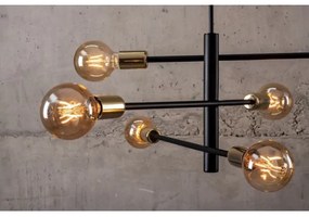 Csillár rúdon ONYX 6xE27/60W/230V fekete/arany