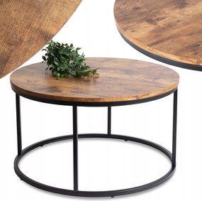 Dohányzóasztal Kerek Pad Kis Nappali Tölgy Rusztikus Fekete Tim Max