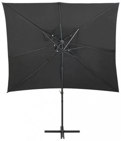 antracitszürke dupla tetejű konzolos napernyő 250 x 250 cm