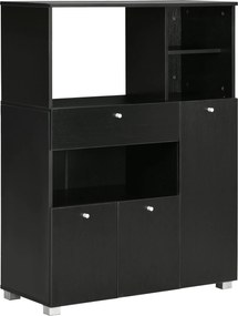 HOMCOM Konyhai Tároló Szekrény Mikrohullámú Sütő Állvány Konyhai Buffet Fiókkal, Polcokkal, 3 Ajtóval és 3 Rekesszel, Anti-tip Dizájnnal 90x40x120 cm