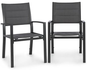 Torremolinos, kerti székek 2 db, alumínium, comfortmesh, sötétszürke
