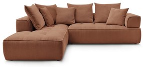 Terrakotta színű zsenília sarokkanapé (bal oldali-L alakú) Whesley – Bobochic Paris