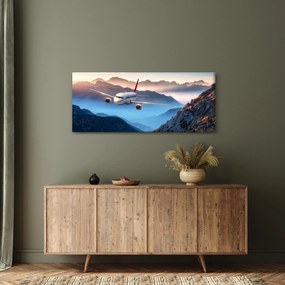 Kép - Repülőgép a hegycsúcsok felett (120x50 cm)