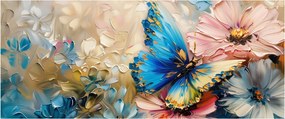 Kép - Virágok és pillangók festése (120x50 cm)