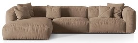 Világosbarna bársony moduláris sarokkanapé (bal oldali-heverő résszel) Martina – Micadoni