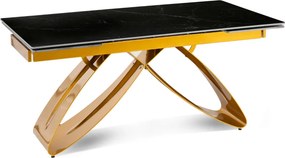 Kihúzható kerámia étkezőasztal 160–240 cm méretben, fekete márvány/arany színben LUIGI