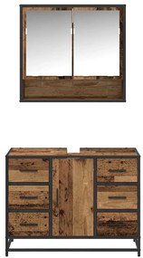 Fürdőszoba bútor szett 2 pcs Régi fa 80 x 33 x 60 cm Faanyag