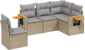 vidaXL 5 részes bézs polyrattan kerti ülőgarnitúra párnákkal