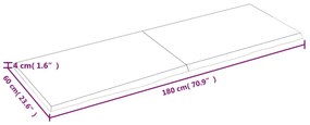 világosbarna kezelt tömör tölgyfa fali polc 180 x 60 x (2-4) cm