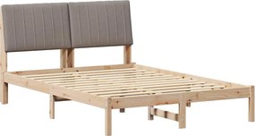 vidaXL Ágykeret fejtámlával Barna 135 x 190 cm Tömör fenyőfa