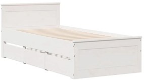 fehér tömör fenyőfa könyvespolcos ágy matrac nélkül 90 x 200 cm