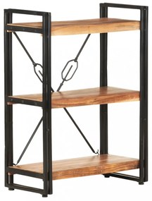 3 szintes tömör akácfa könyvespolc 60 x 30 x 80 cm