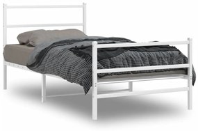 fehér fém ágykeret fej- és lábtámlával 100 x 200 cm