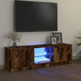 Füstölt tölgy színű TV-szekrény LED lámpákkal 120x30x35,5 cm