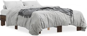 vidaXL barna tölgyszínű szerelt fa és fém ágykeret 140x190 cm
