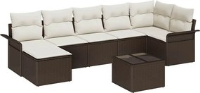 vidaXL Kerti Kanapé Szett párnával 8 pcs Barna Poli rattan