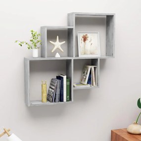 betonszürke szerelt fa szögletes fali polc 80 x 15 x 78,5 cm