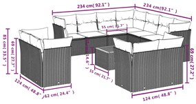 12 részes szürke polyrattan kerti ülőgarnitúra párnákkal