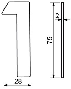 "1" házszám, RN.75L, rozsdamentes acél