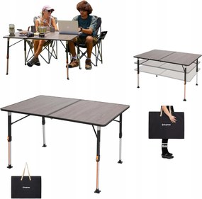 Kempingasztal KingCamp összecsukható, állítható 80x60 cm alumínium