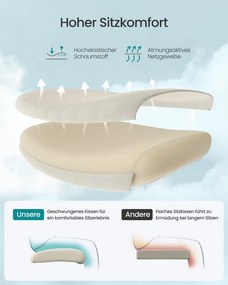 SONGMICS ergonomikus irodai szék, magasságállítható, fehér-bézs