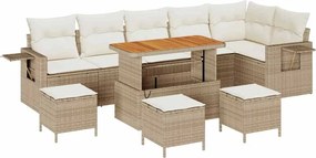 vidaXL Kerti Kanapé Szett 10 pcs Bézs polirattan
