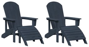 Adirondack szék lábtartókkal 2 db Tengerészkék HDPE