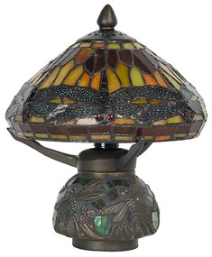 Tiffany asztali lámpa Piros Barna Ø 22x21 cm Szitakötő