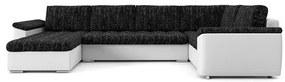 VEGAS 315/195 U alakú kinyitható kanapé Fekete / fehér ökobőr Jobb