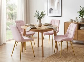 Rózsaszín étkezőszék BERA bársony arany lábakkal