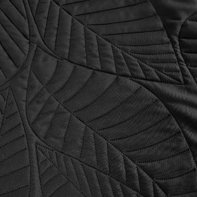 Fekete ágytakaró LEAVES mintával Méret: 170 x 210 cm