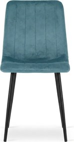 Petrolkék bársony szék LAVA PETROL BLUE fekete lábakkal