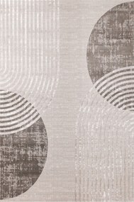 Szőnyeg Szürke Bézs Vonalak Geometria Félkör Puha Nappali Nantes 133x190 cm