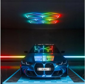 LED RGBW dimmelhető mennyezeti lámpatest HEXAGON LED/144W/85-265V 7000K CRI 90 IP54 fehér+távirányító