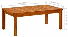 tömör akácfa kerti dohányzóasztal 90 x 50 x 36 cm