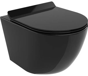 Mexen Lena perem nélküli wc csésze leeresztő automatikás ülőkével, Duroplaszt, Fekete - 30224070