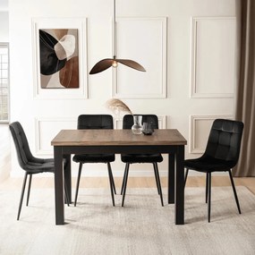 Bővíthető Étkezőasztal Dió/Fekete Színben. SKUBI 120–160 cm